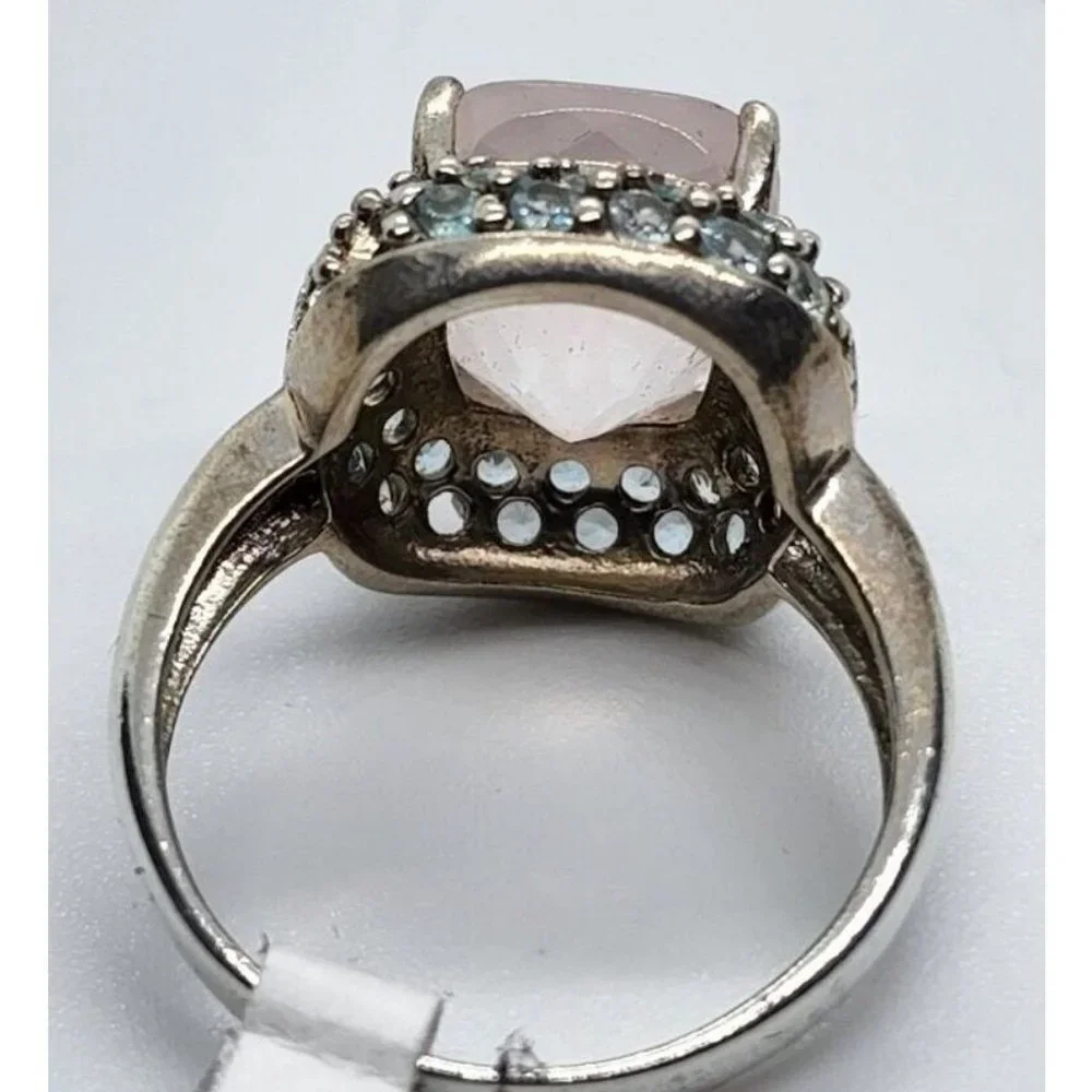 925 STERLING SILVER QUARTZ & ZIRCON RING SIZE 8